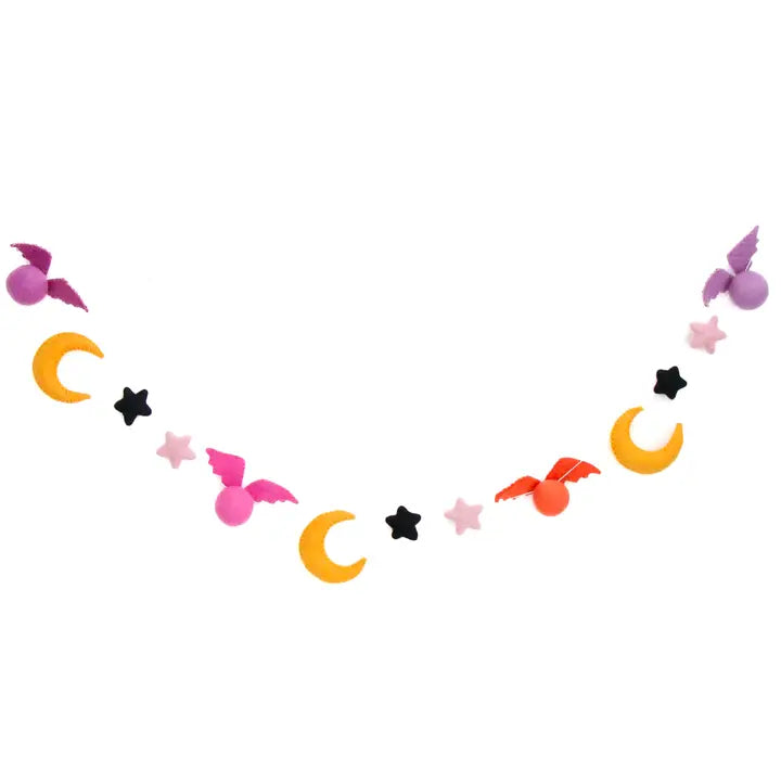 Bat and Moon felt Halloween garland-Little Fish Co.