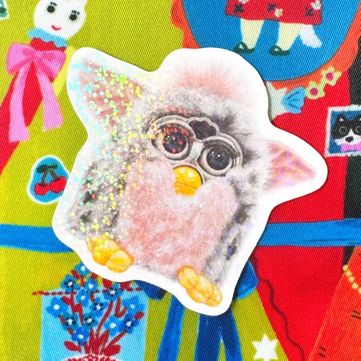 90s Retro Furby Toy Glitter Sticker-New Arrivals 2025-Little Fish Co.