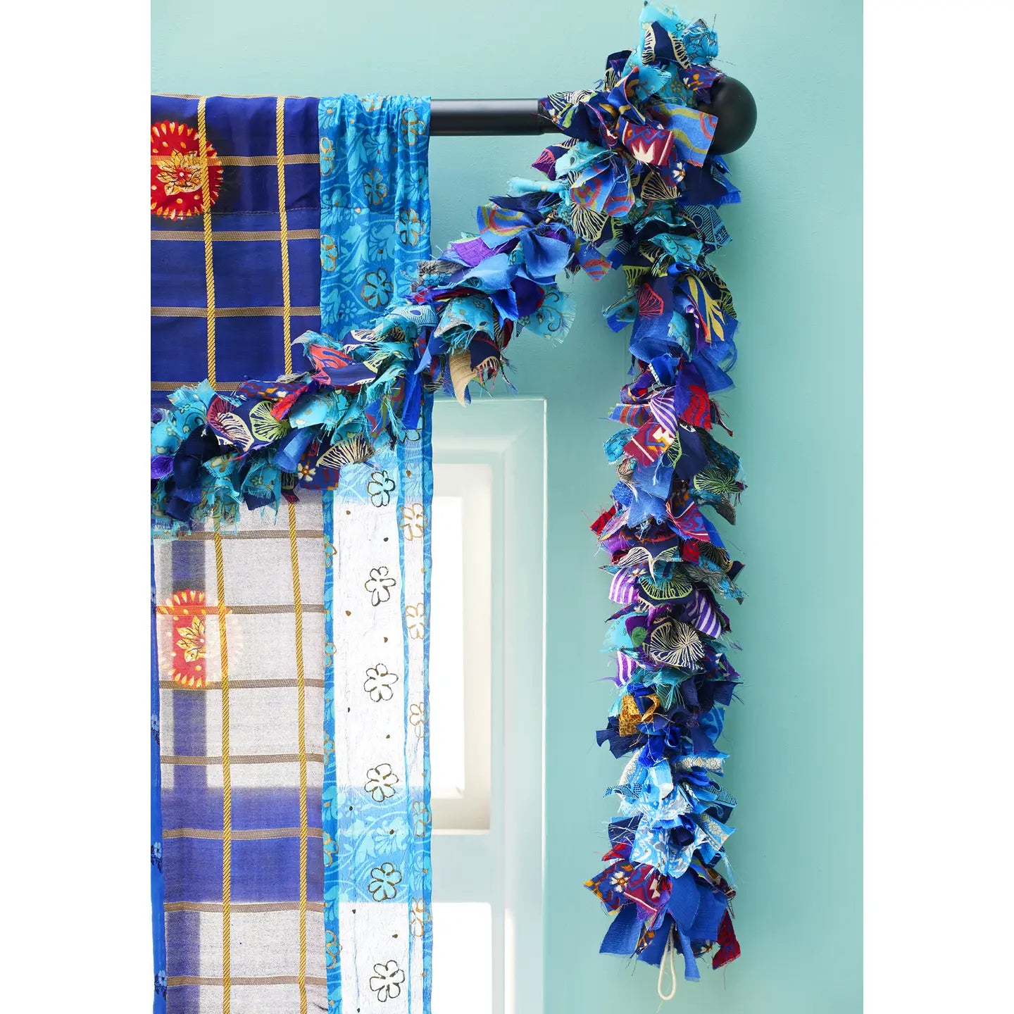 Recycled Sari Eco Tinsel / Garland - Blue