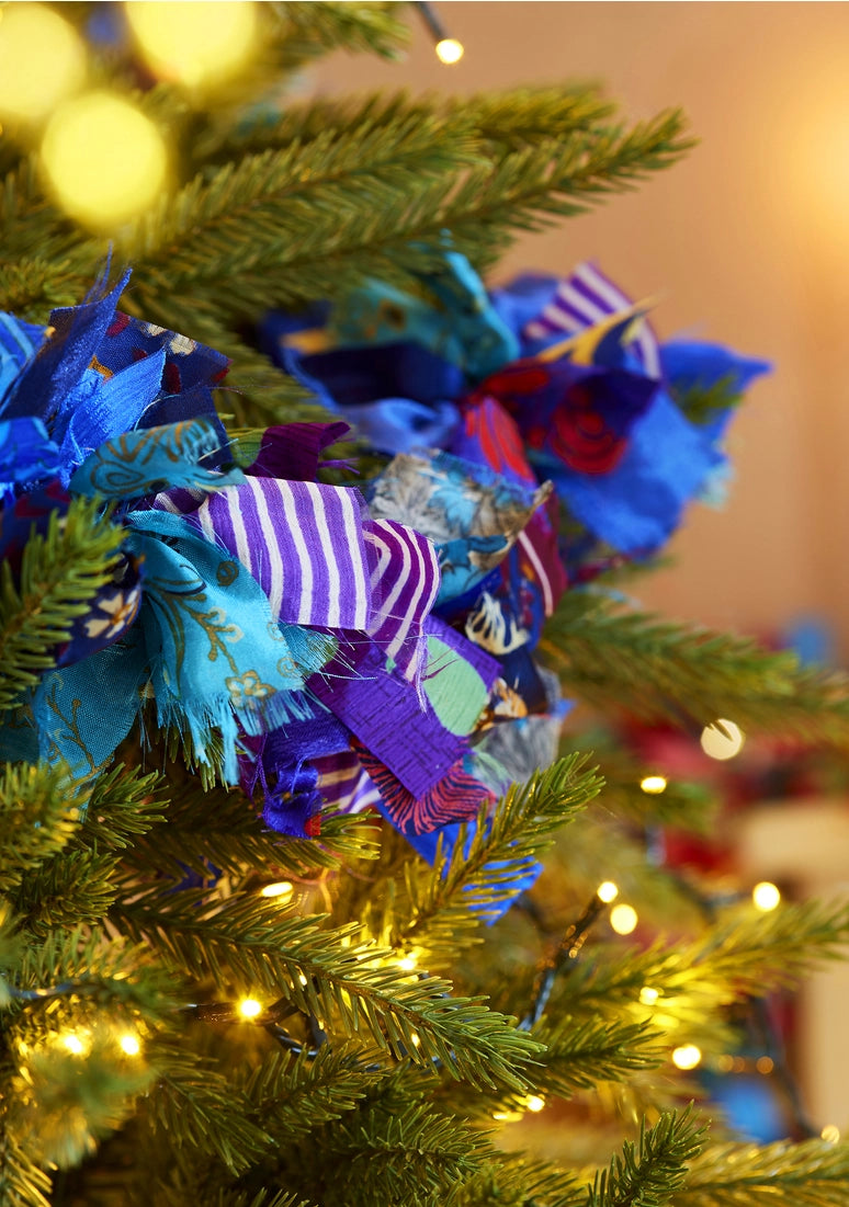 Recycled Sari Eco Tinsel / Garland - Blue-Fun-Little Fish Co.