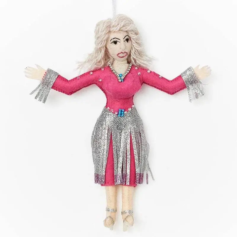 Pink Dolly Parton Felt Ornament