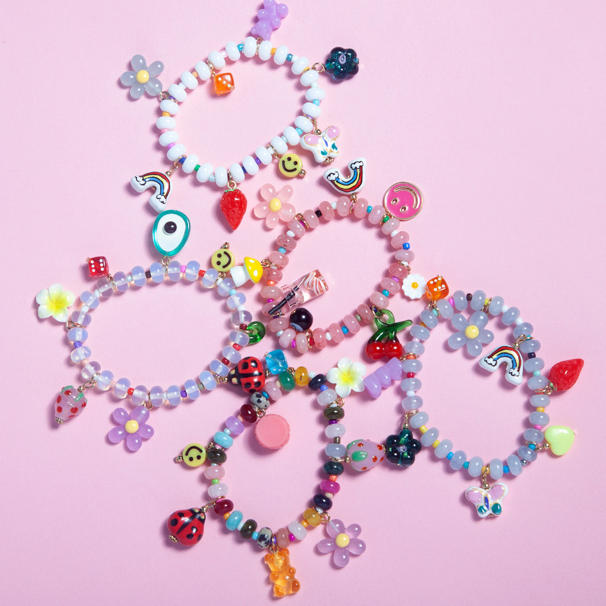 The "Charmer" Glass beaded charm bracelet - styles various-Fun-Little Fish Co.