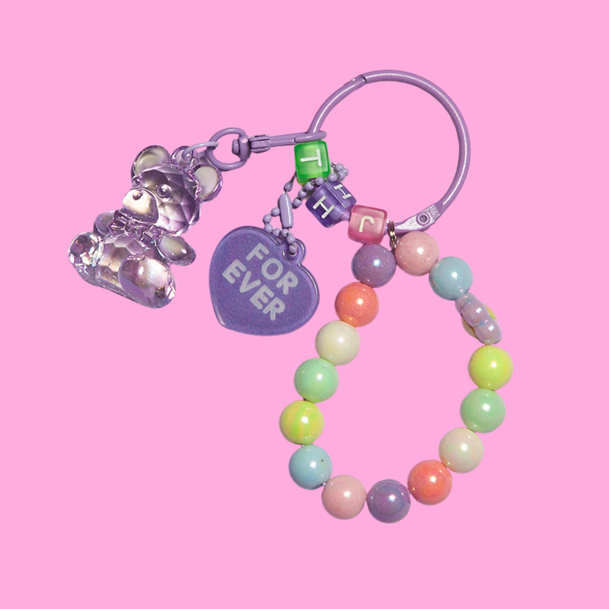 Purple Teddy bear keyring-Little Fish Co.