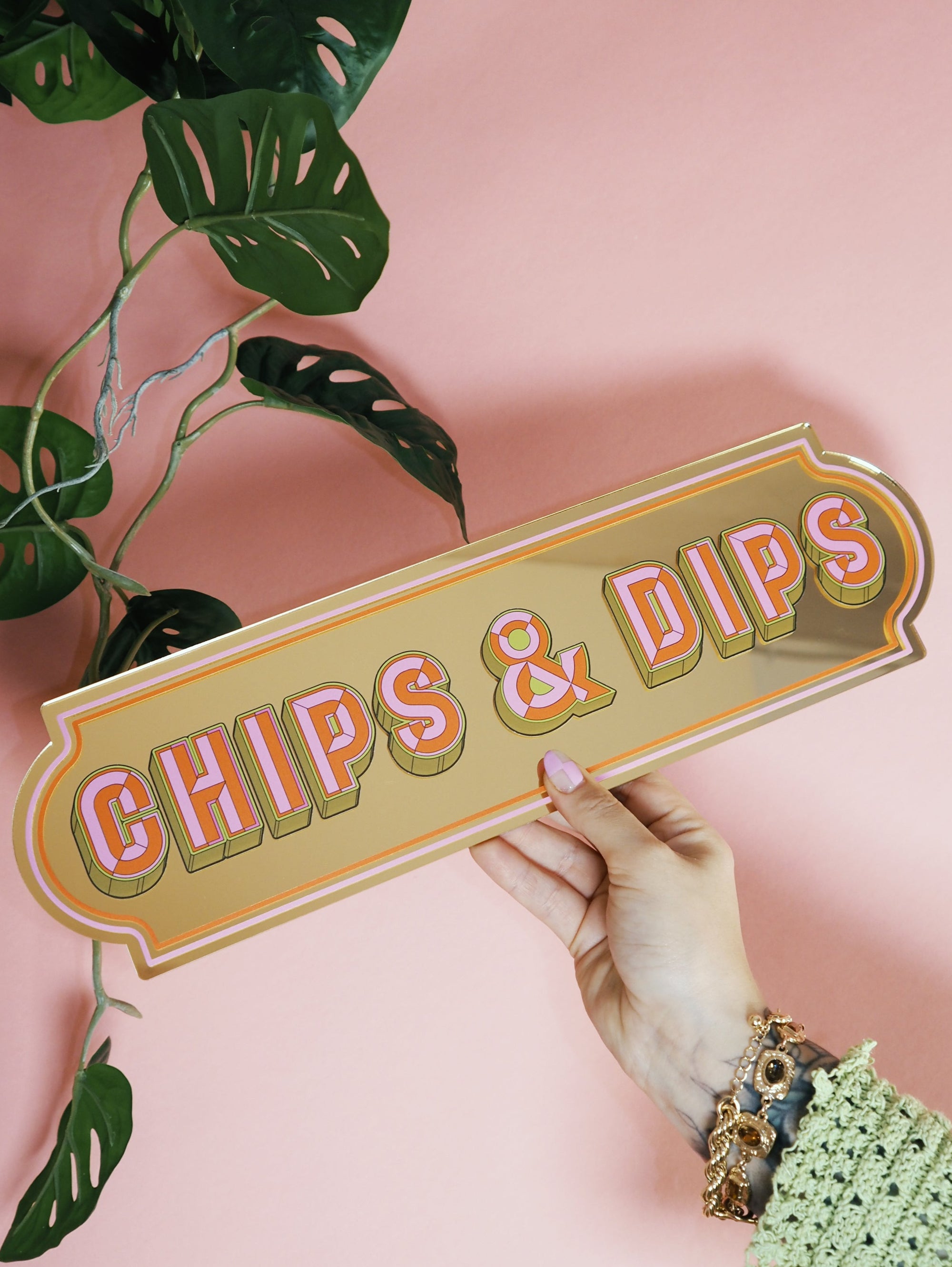 Chips and Dips- gold rectangle mirror-Little Fish Co.