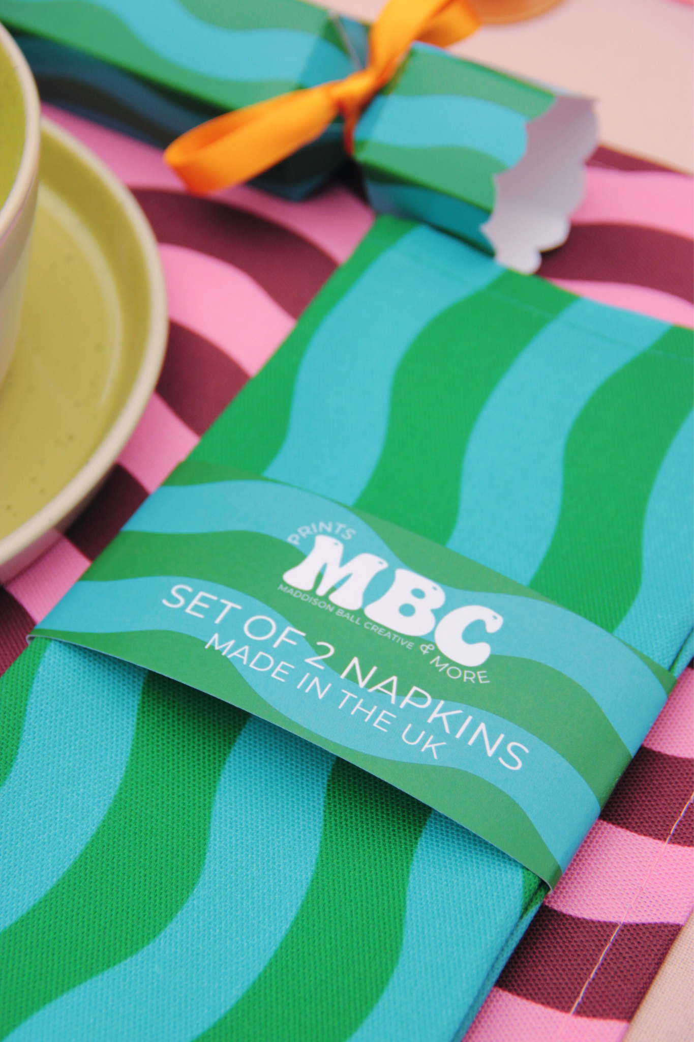Blue & Green Placemat/Napkin x 2 (Ships September)-Top 30 Christmas-Little Fish Co.