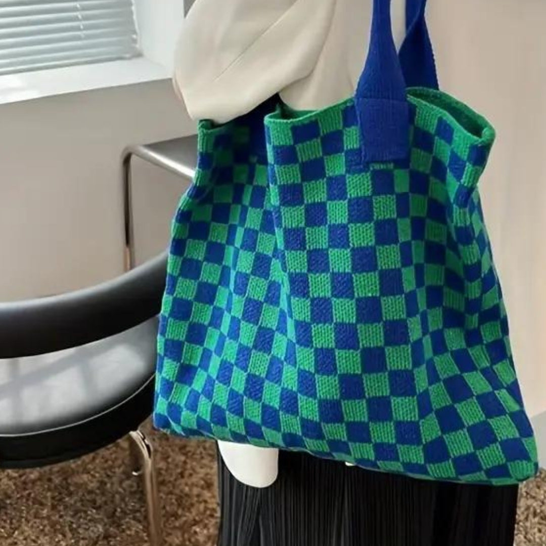 Alice in Wonderland knitted shopper Blue / Green-New Arrivals-Little Fish Co.