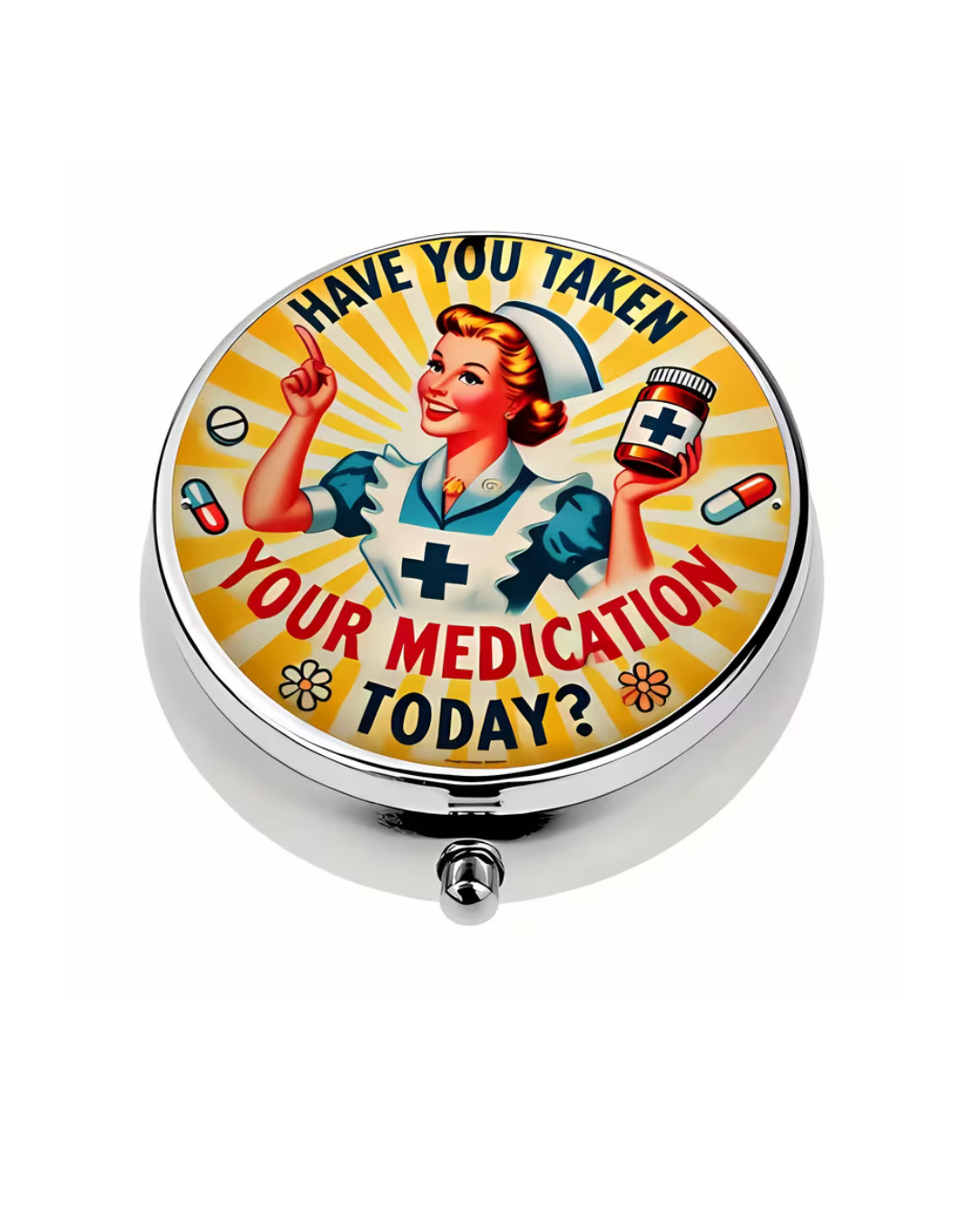 Retro Nurse mini pill box Yellow