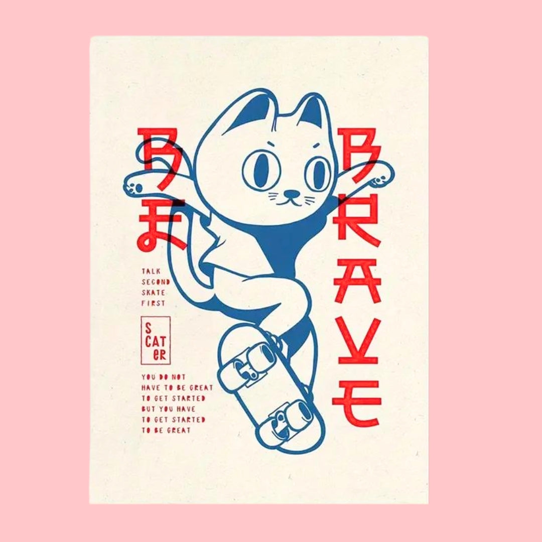 Be Brave Skater Cat - Sample-Art-Little Fish Co.