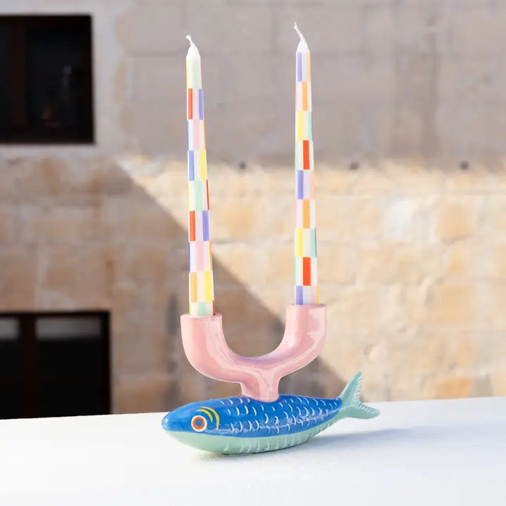 Hand Painted Fish Ceramic Candle Holder-Top 30 Party-Little Fish Co.