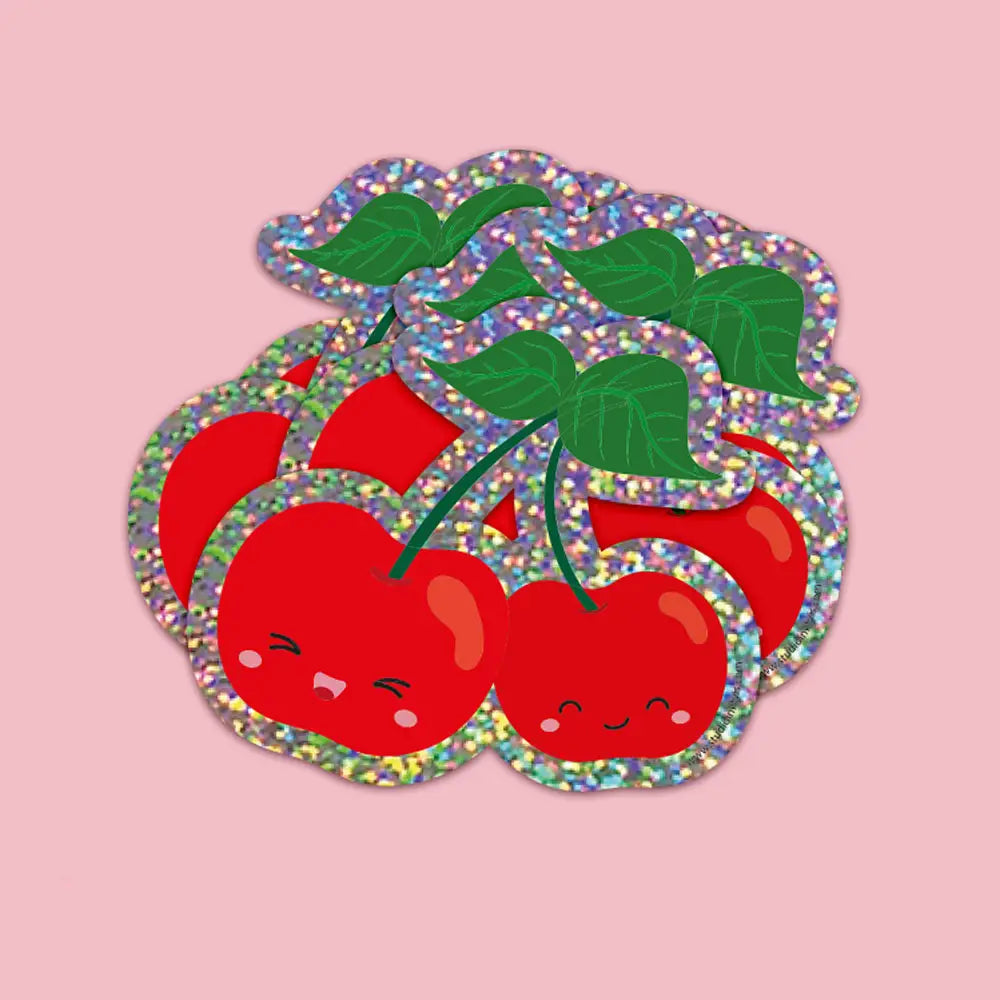 Glitter sticker - happy cherries-Fashion-Little Fish Co.