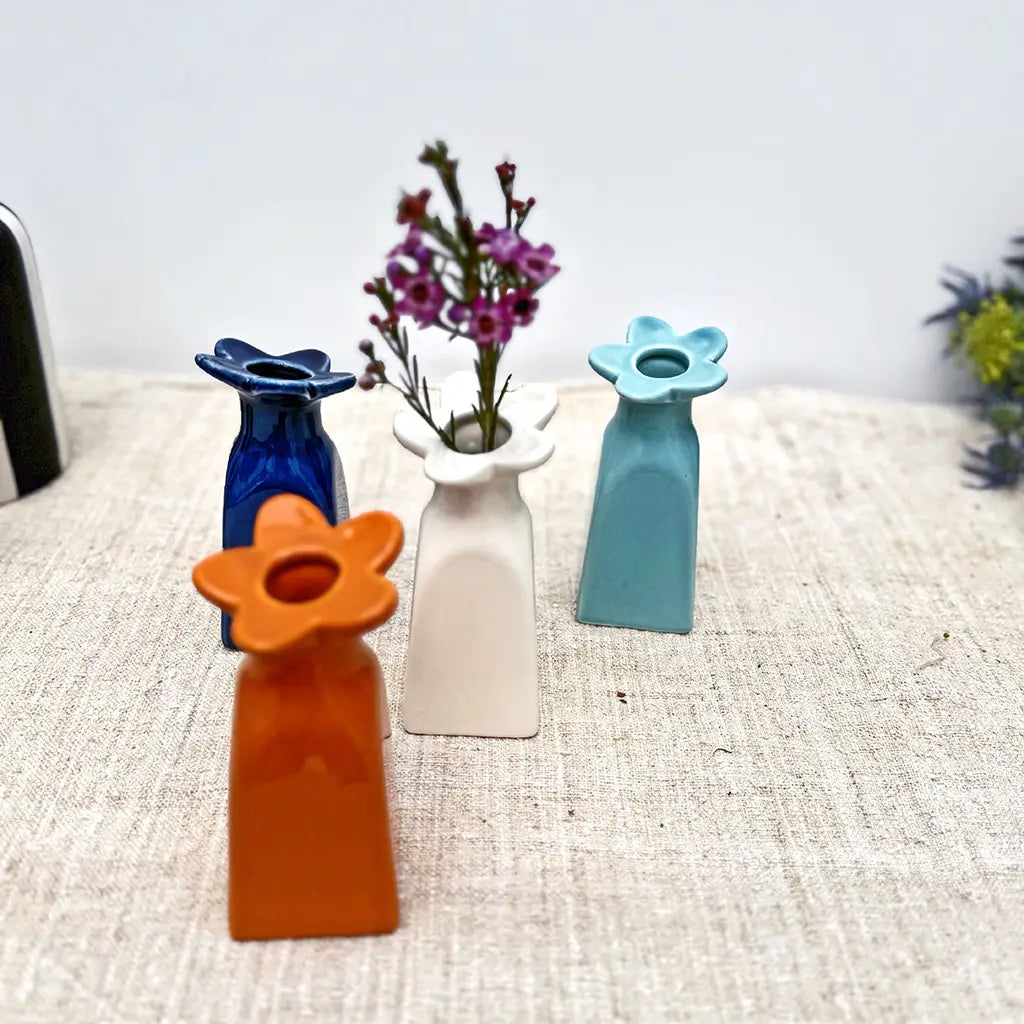 Small Ceramic Flower Bud Vase (11.5cm) Light Blue-Little Fish Co.