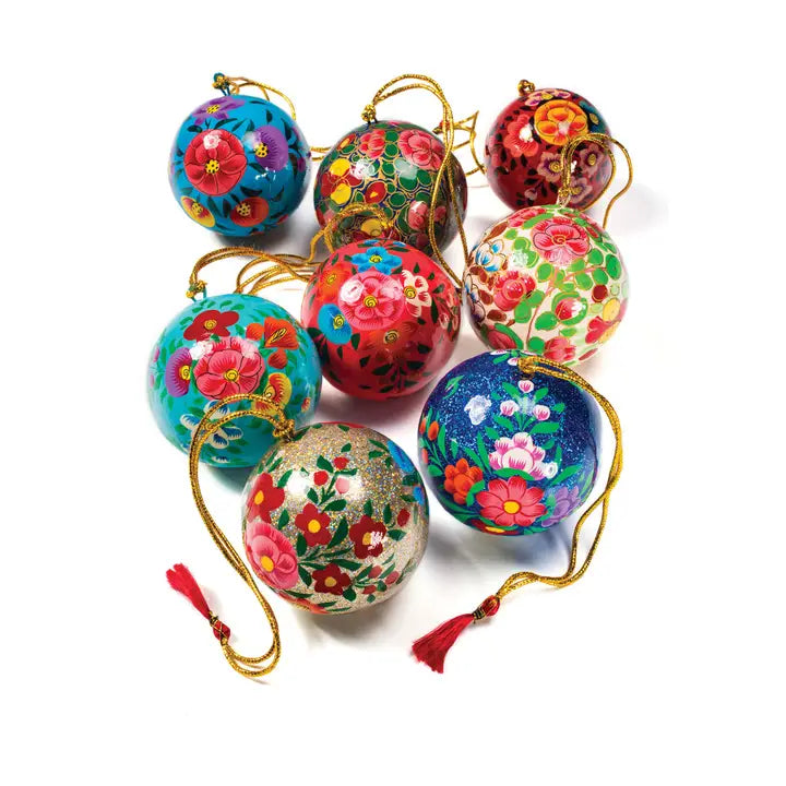 Large Hand Painted Paper Mache bauble - colours selected at Random-Top 30 Christmas-Little Fish Co.