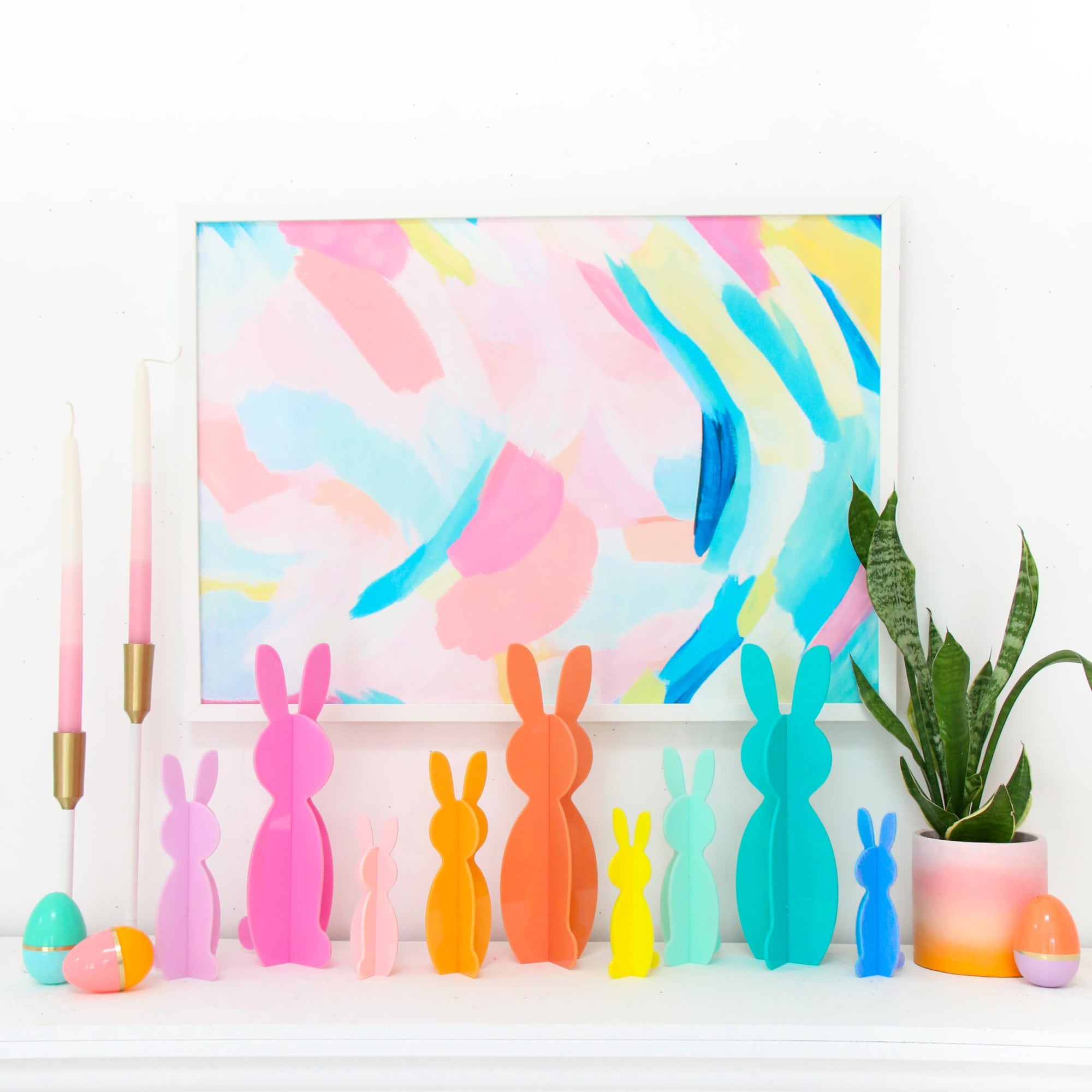 Set of 3 Acrylic Bunny in Orange-Fun-Little Fish Co.