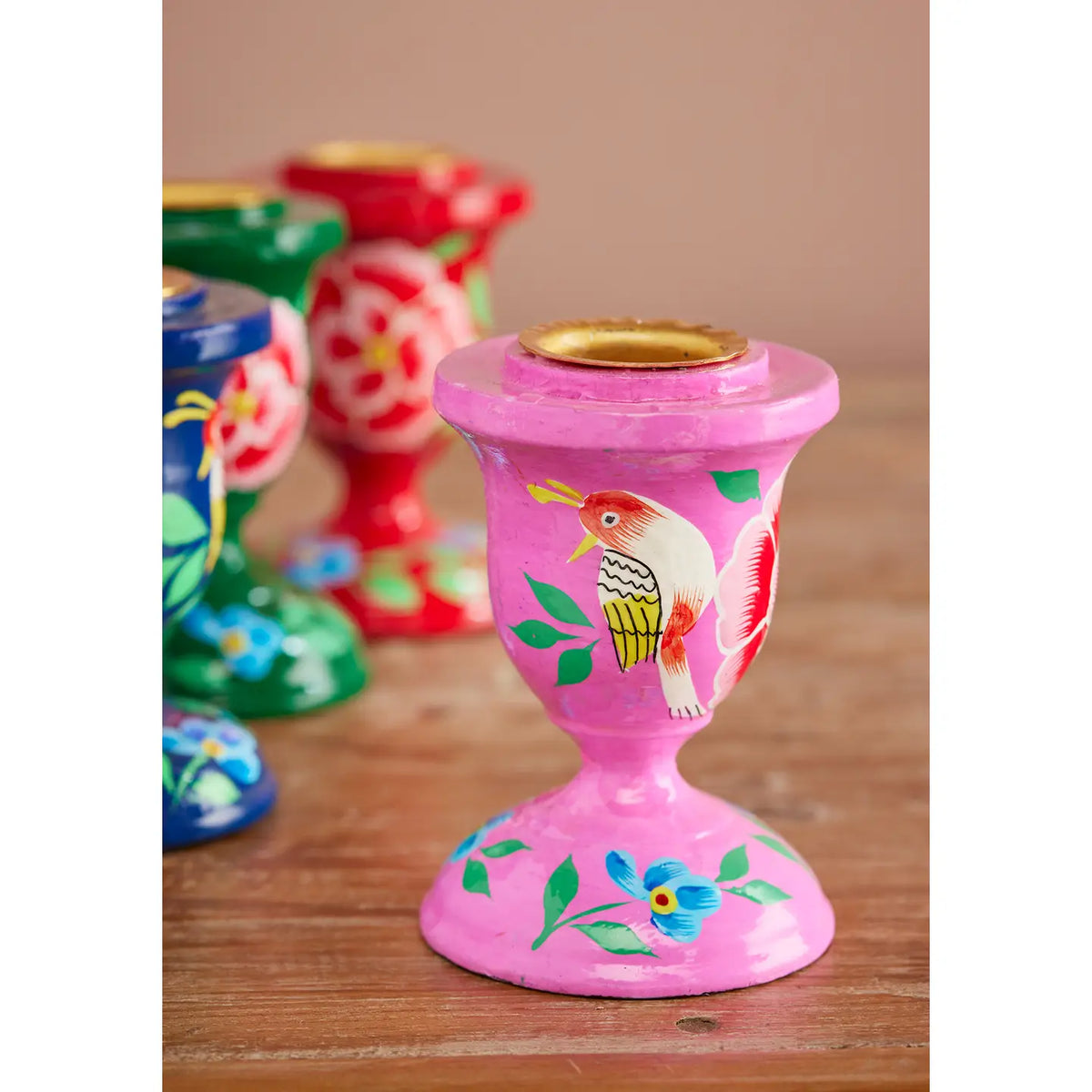 Floral Hand Painted candle holder small
