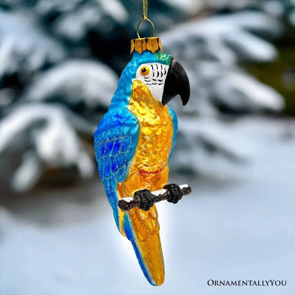 Parrot glass ornament Handcrafted