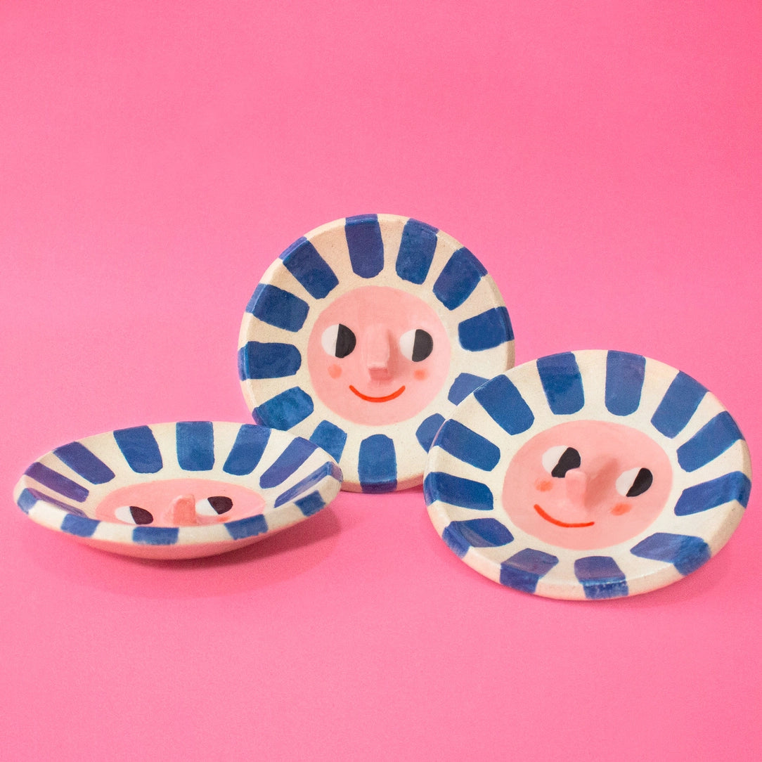 Happy Sun Ceramic Trinket Dish - Blue-Top 30 Decor-Little Fish Co.