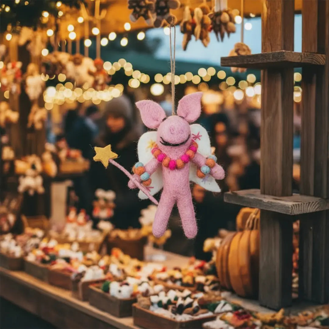 Handmade Penelope Pig felt decoration