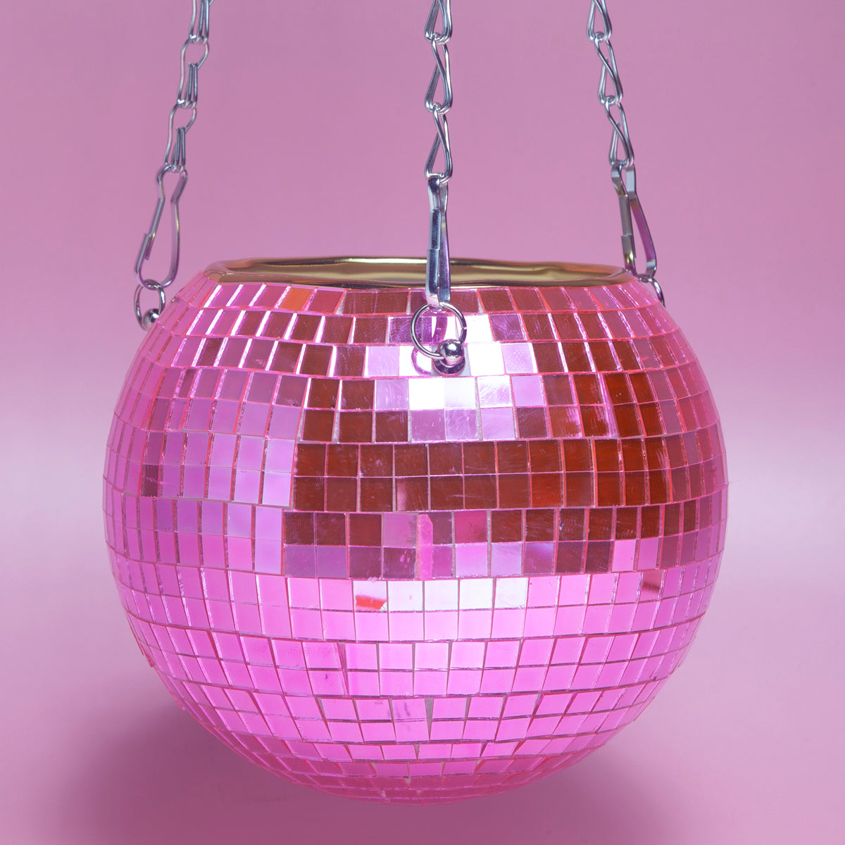 Shiny Disco ball hanging planter Hot Pink-New Arrivals 2025-Little Fish Co.