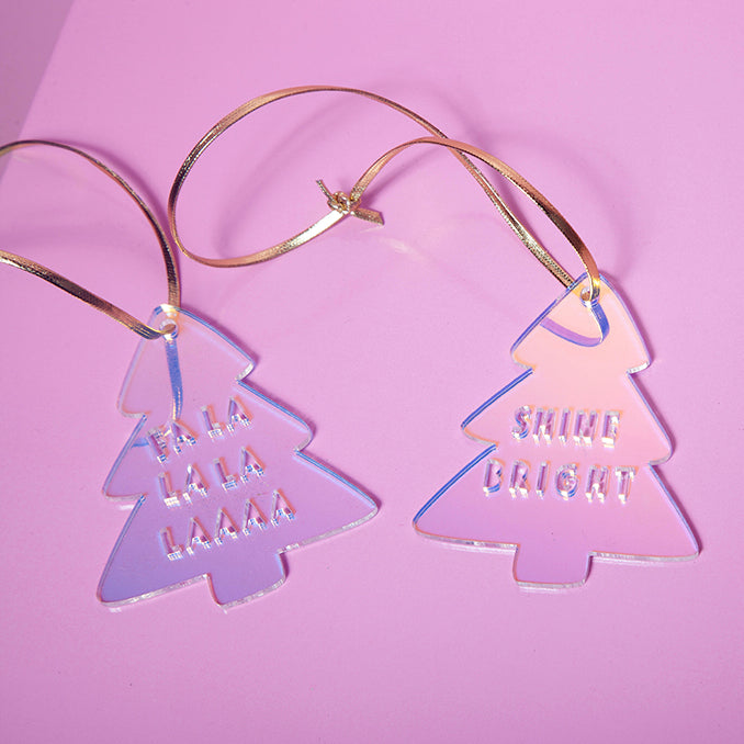 Iridescent set of 3 Christmas tree Ornaments-Little Fish Co.