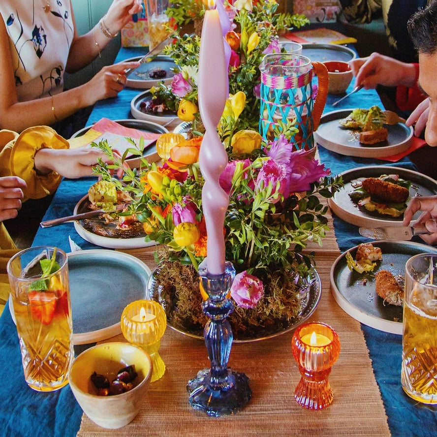 Navy Glass candle holder-Top 30 Christmas-Little Fish Co.