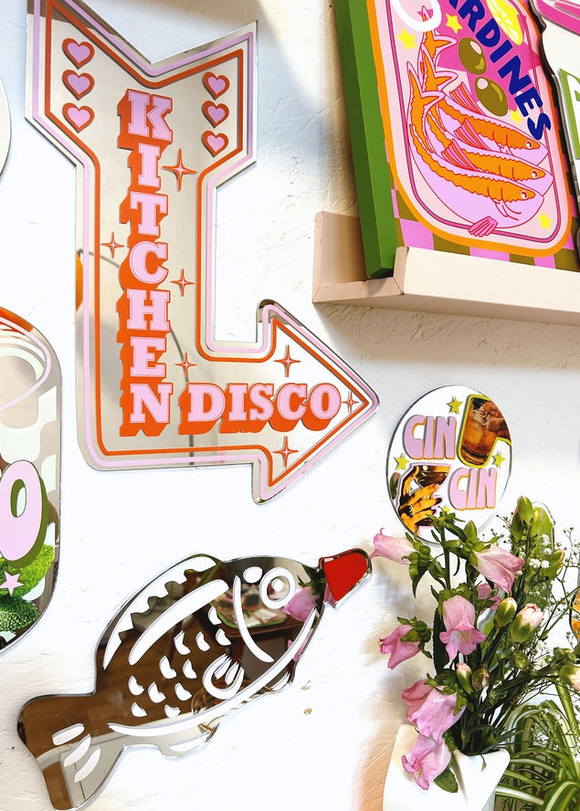 Retro Kitchen Disco Mirror Orange and Pink-New Arrivals 2025-Little Fish Co.
