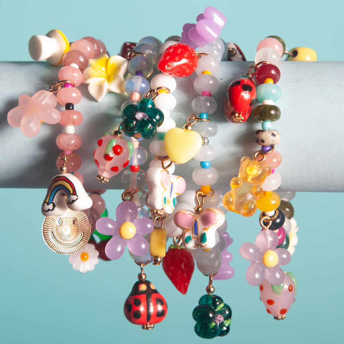 The "Charmer" Glass beaded charm bracelet - styles various-Fun-Little Fish Co.