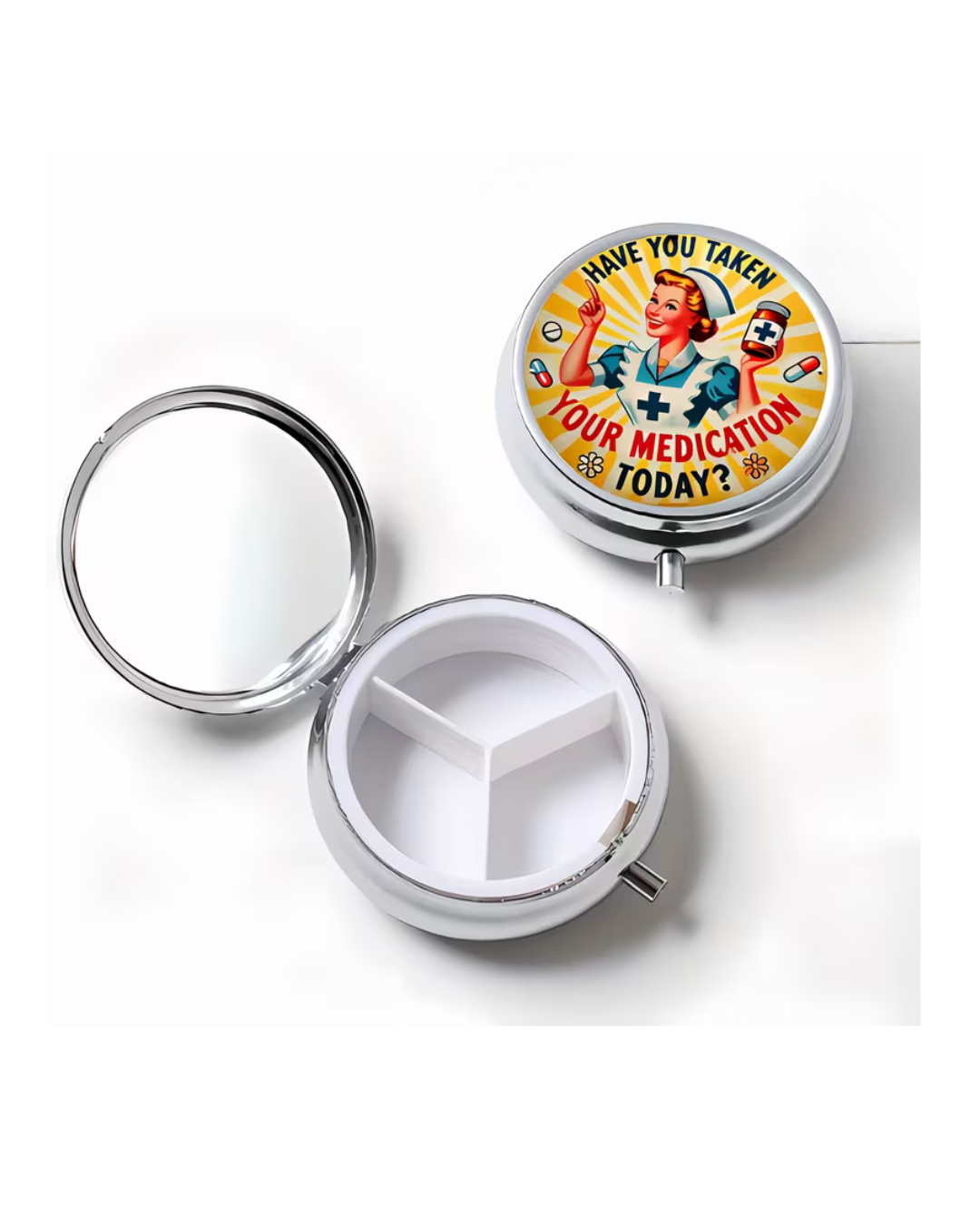 Retro Nurse mini pill box Yellow