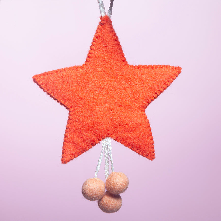 Felt Star Wall hanging - Orange / Peach-Little Fish Co.