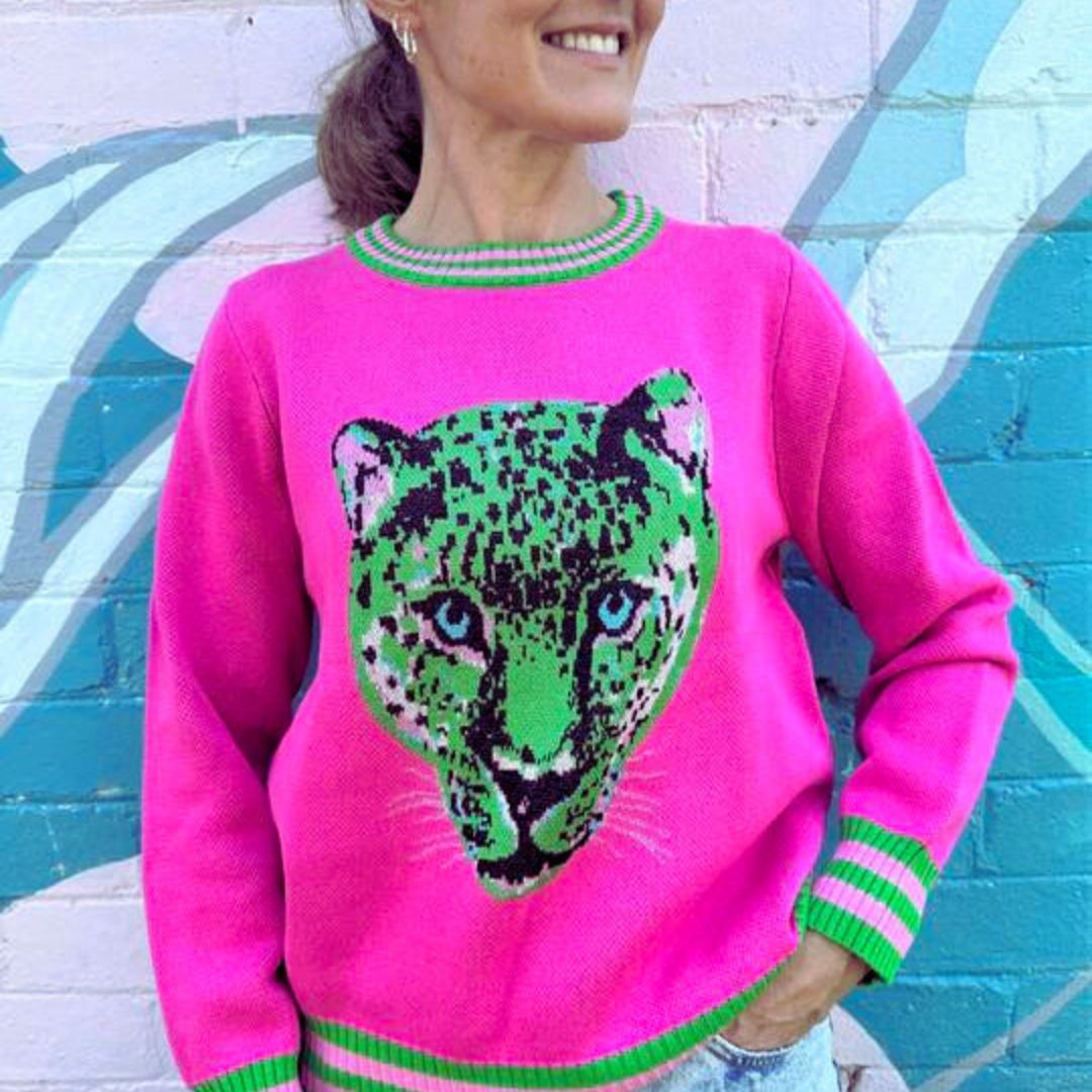 Cheetah Knit - Pink-Little Fish Co.