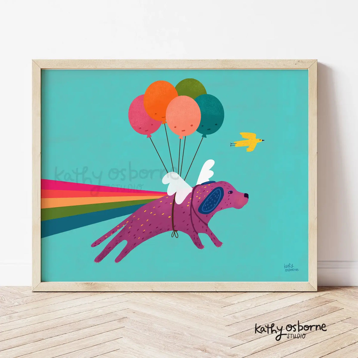 Flying Dog Art Print 8x10