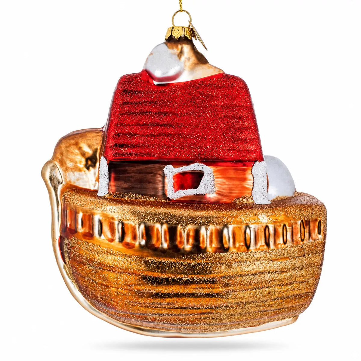 Noah's Ark glass ornament handcrafted