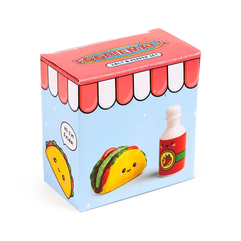 Frida the Taco/Hot Sauce Foodiemals Ceramic Salt/Pepper Set-Top 30 Decor-Little Fish Co.