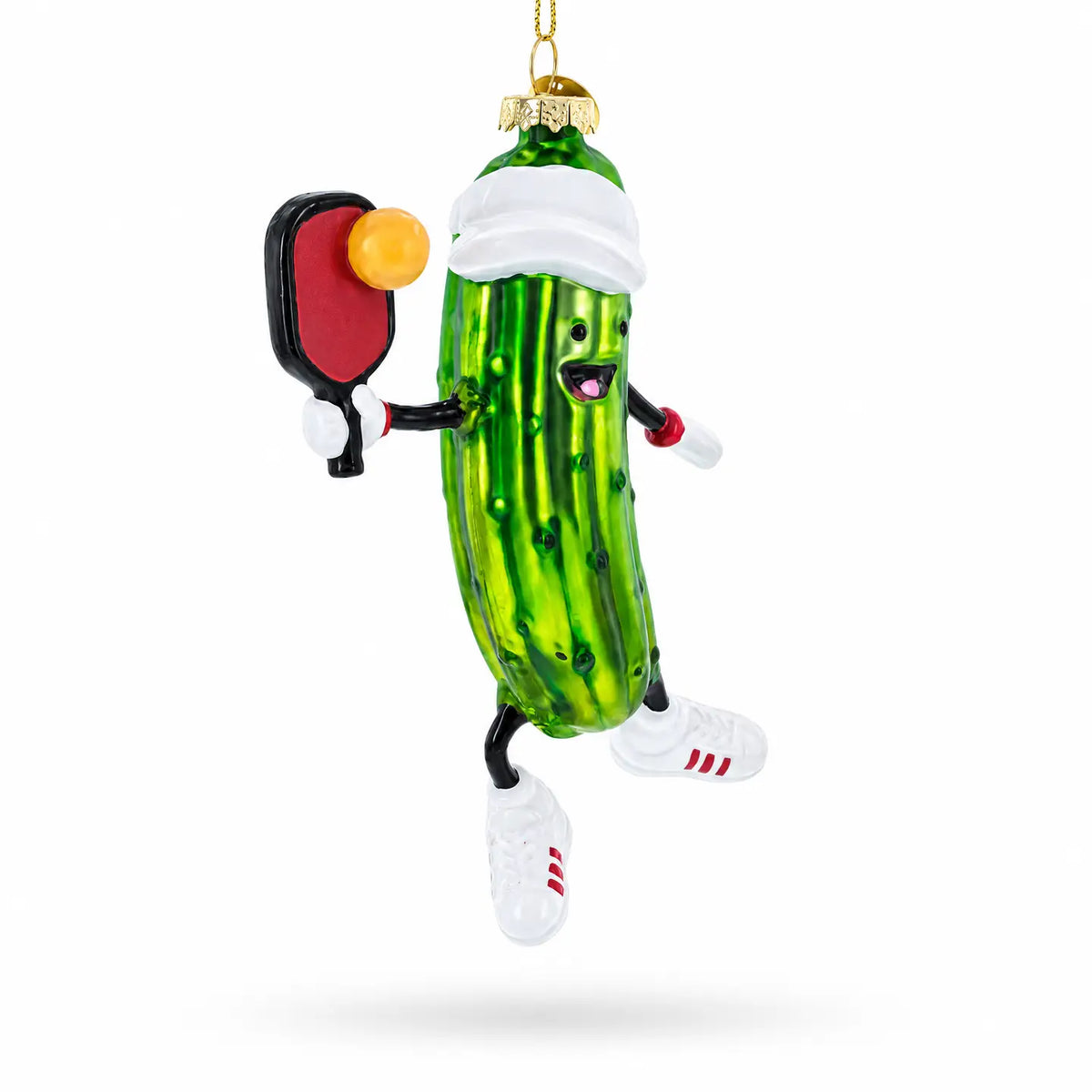 Pickle Pickleball  glass ornament handcrafted