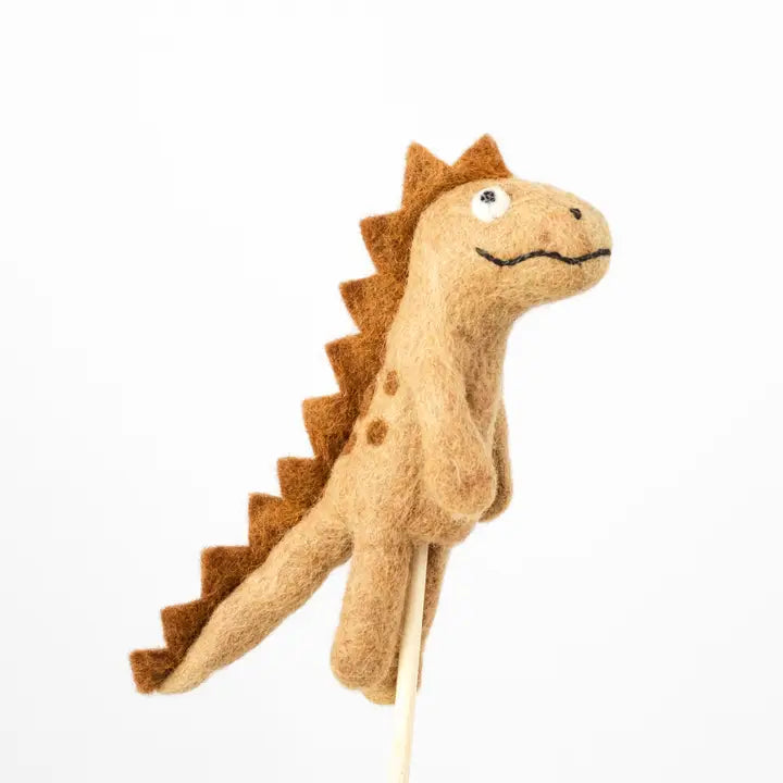 Brown Dinosaur finger puppet-Little Fish Co.