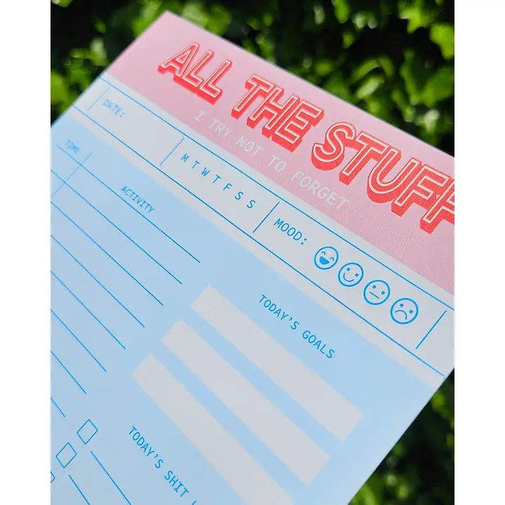 Pink Planner Notepad A5 All the Stuff I Try Not To Forget-Little Fish Co.