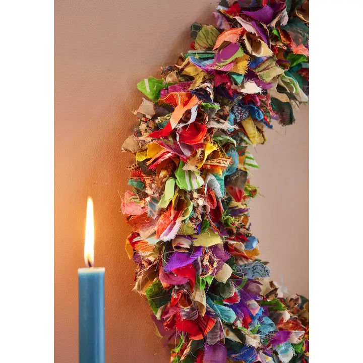 Large Recycled Sari wreath-Little Fish Co.