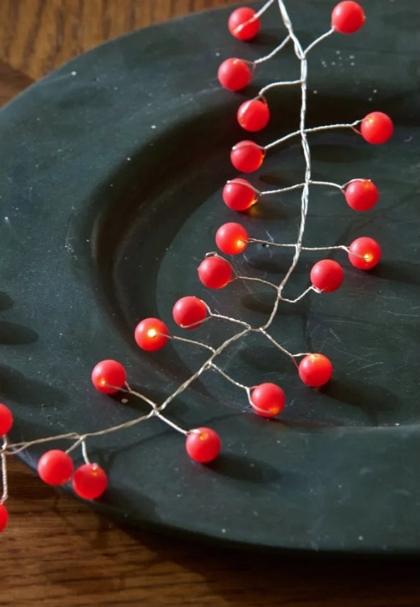 Snowberry -Led string lights - Red-Little Fish Co.