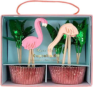 Neon Flamingo Cupcake kit ( 24 toppers in 3 designs)-Fun-Little Fish Co.