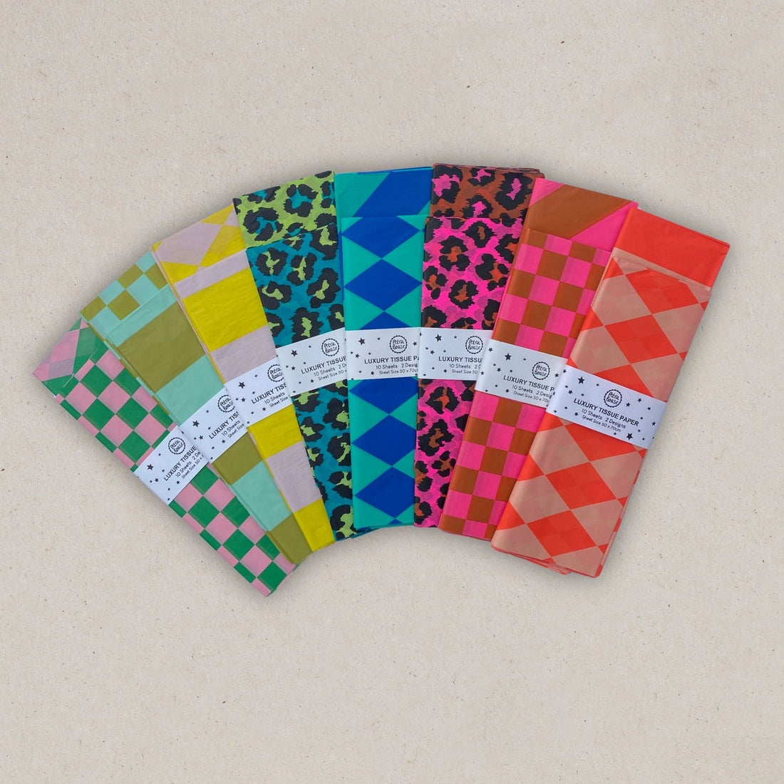 Luxury Patterned Tissue Paper Gift Wrap | Green/Pink-Little Fish Co.