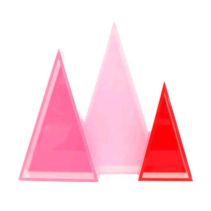 Red / Pink Set Acrylic Triangle Christmas Tree Decorations-Top 30 Christmas-Little Fish Co.