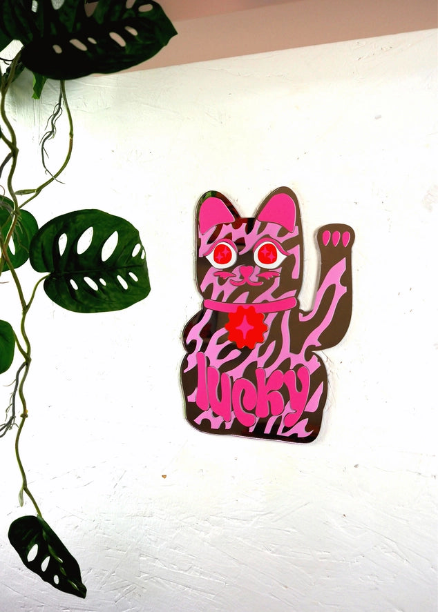 Pink Lucky Cat Mirror-New Arrivals 2025-Little Fish Co.