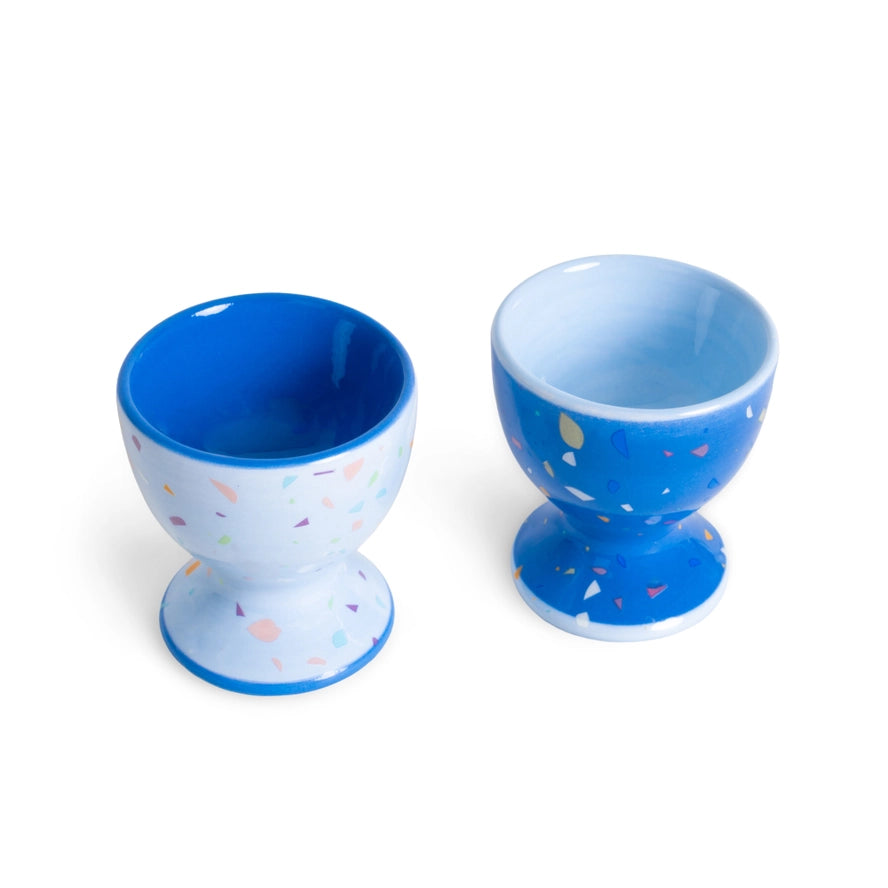 Set of 2 Egg Cups Blue Sprinkles