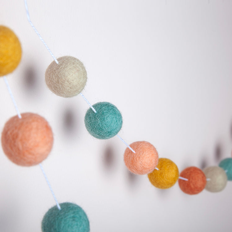 Pom Pom felt ball garland -Melon / Mint-Fun-Little Fish Co.