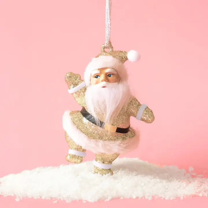 Retro Dancing Christmas Santa Ornament - Gold Glitter-Top 30 Christmas-Little Fish Co.