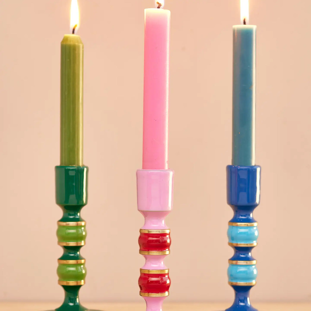 Stripe Enamel Candlestick