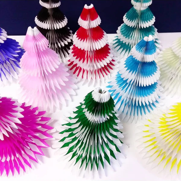 12 inch Honeycomb Paper frosted Christmas Tree - yellow-Little Fish Co.