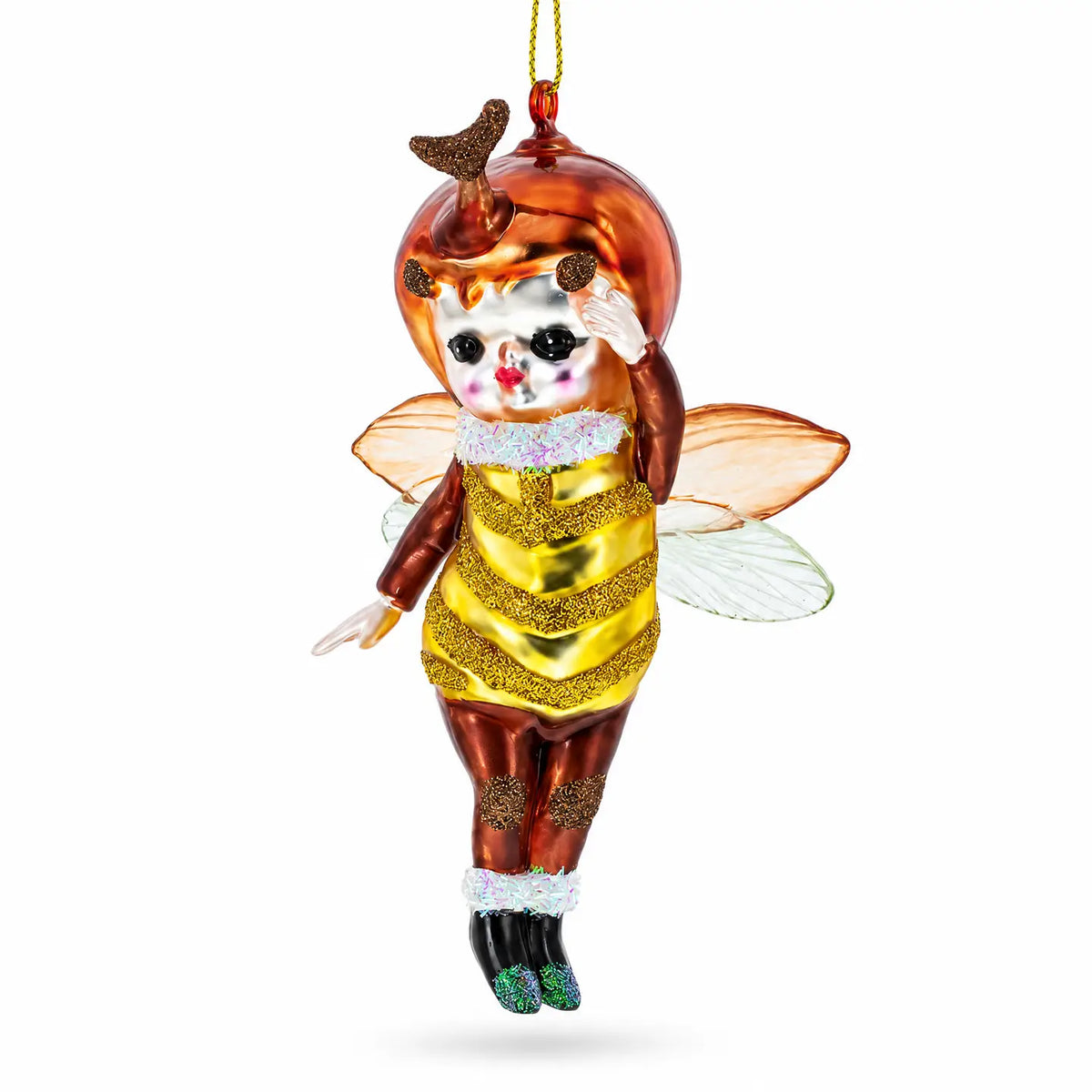 Little Bee glass ornament handcrafted