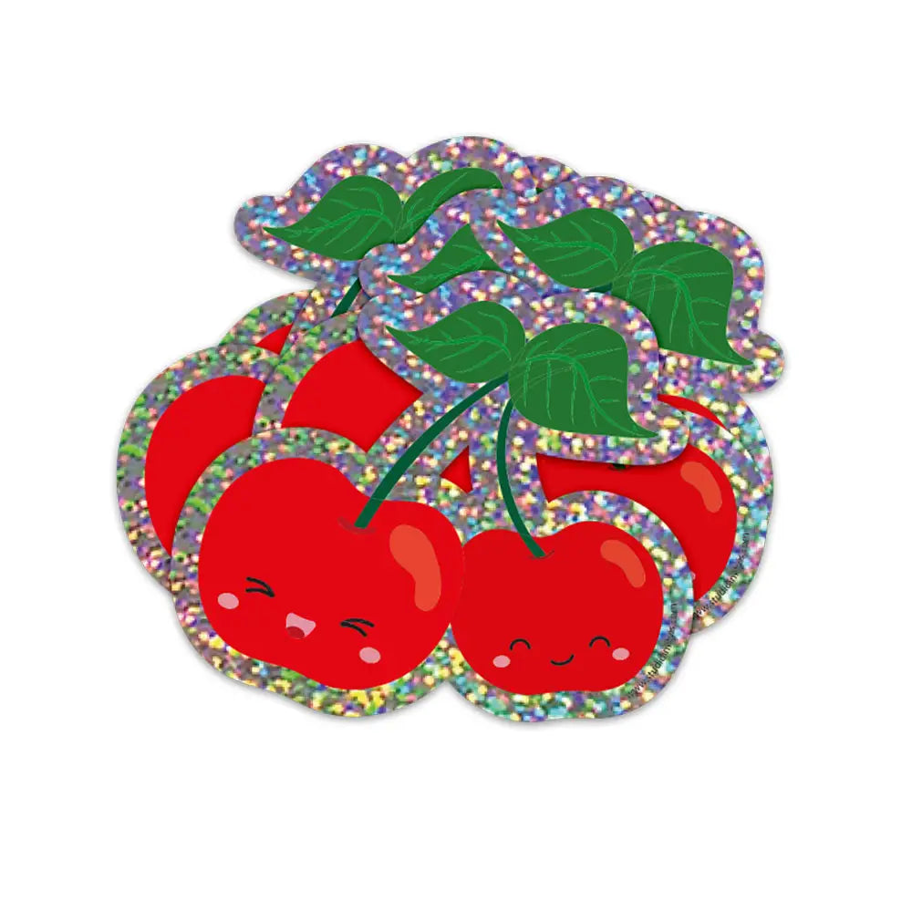 Glitter sticker - happy cherries-Top 30 Stationary-Little Fish Co.