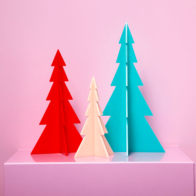 Set of 3 Acrylic Trees Peppermint crisp-Decor-Little Fish Co.