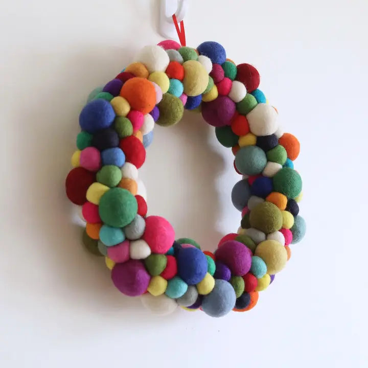Rainbow Felt Zig Zag Christmas wreath-Little Fish Co.